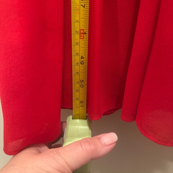 Alex Marie Vibrant Red Halter Maxi Dress Back Tie Ruffles Christmas Event Sz 8 - Picture 5 of 10